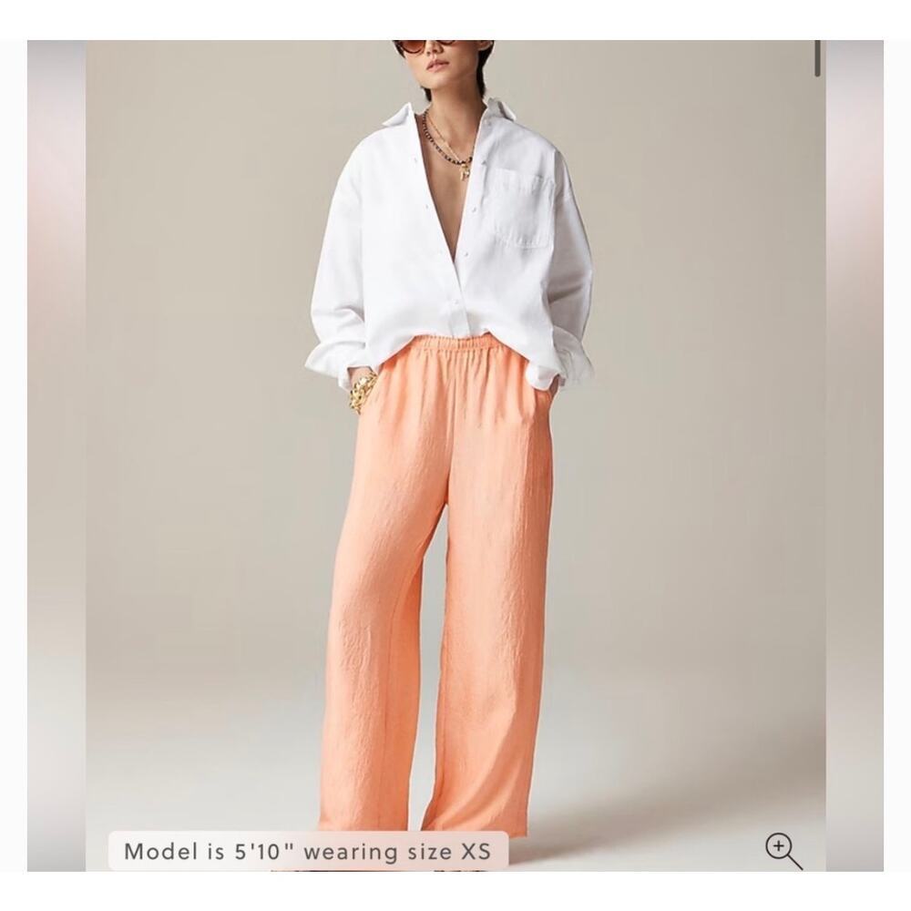 J.Crew Stratus Wide Leg Pant Blushed Peach Satin Crinkle Size M NWT